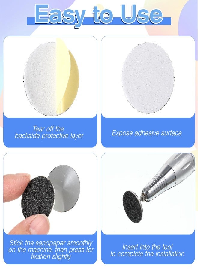 Ajcotahm 72 Pcs Sanding Paper Discs with Metal Nail Drill Bit, 25mm Foot File Replacement Sandpaper Disk Manicure Pedicure Tools for Dead Skin Foot Callus Remover or Polishing Craft (#80#150#240 Grit) - Image 4